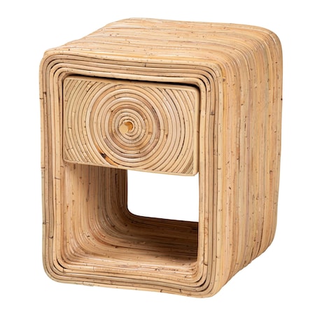 Bali & Pari Rosina Bohemian Natural Rattan 1-Drawer Nightstand 244-13678-ZORO